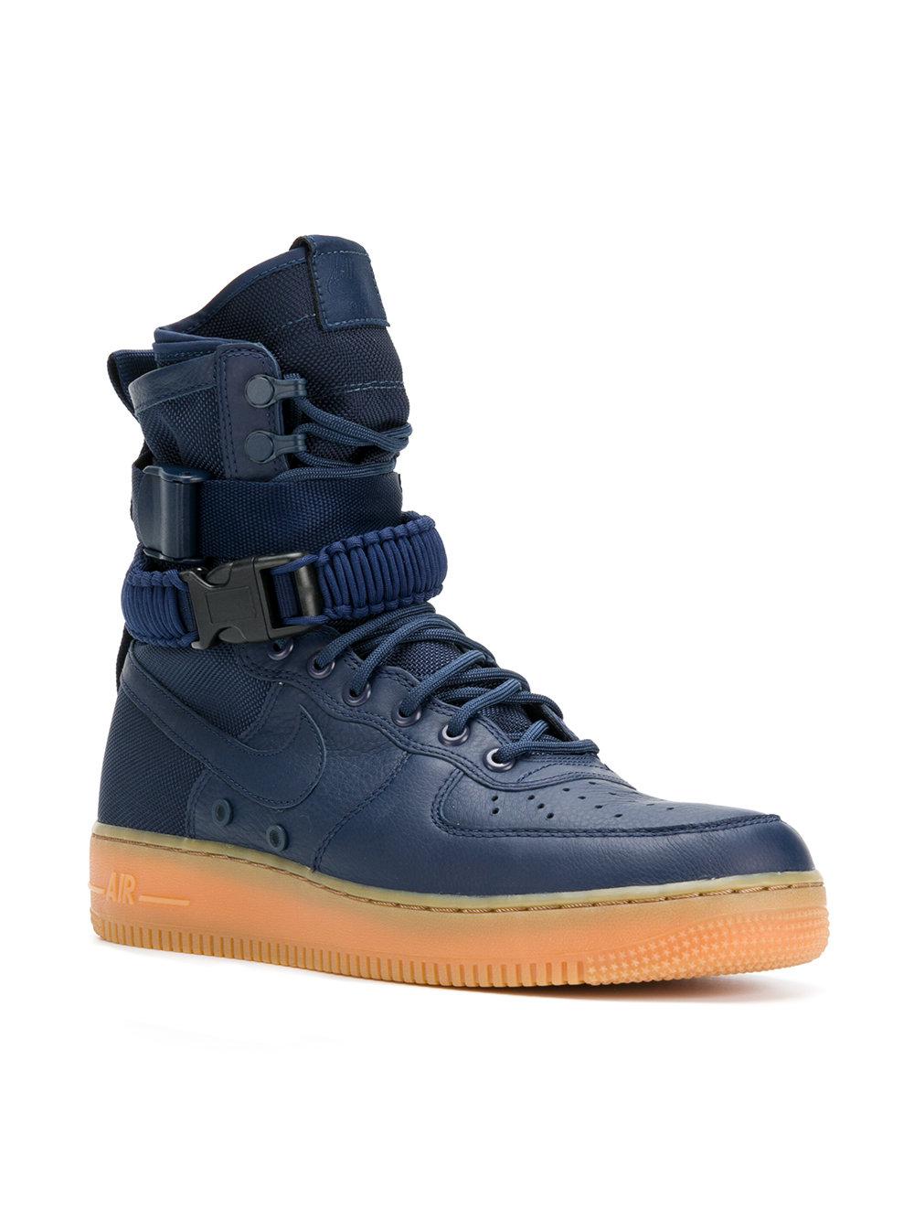 Nike Leather Sf Air Force 1 Sneakers in Midnight Navy (Blue) for Men ...