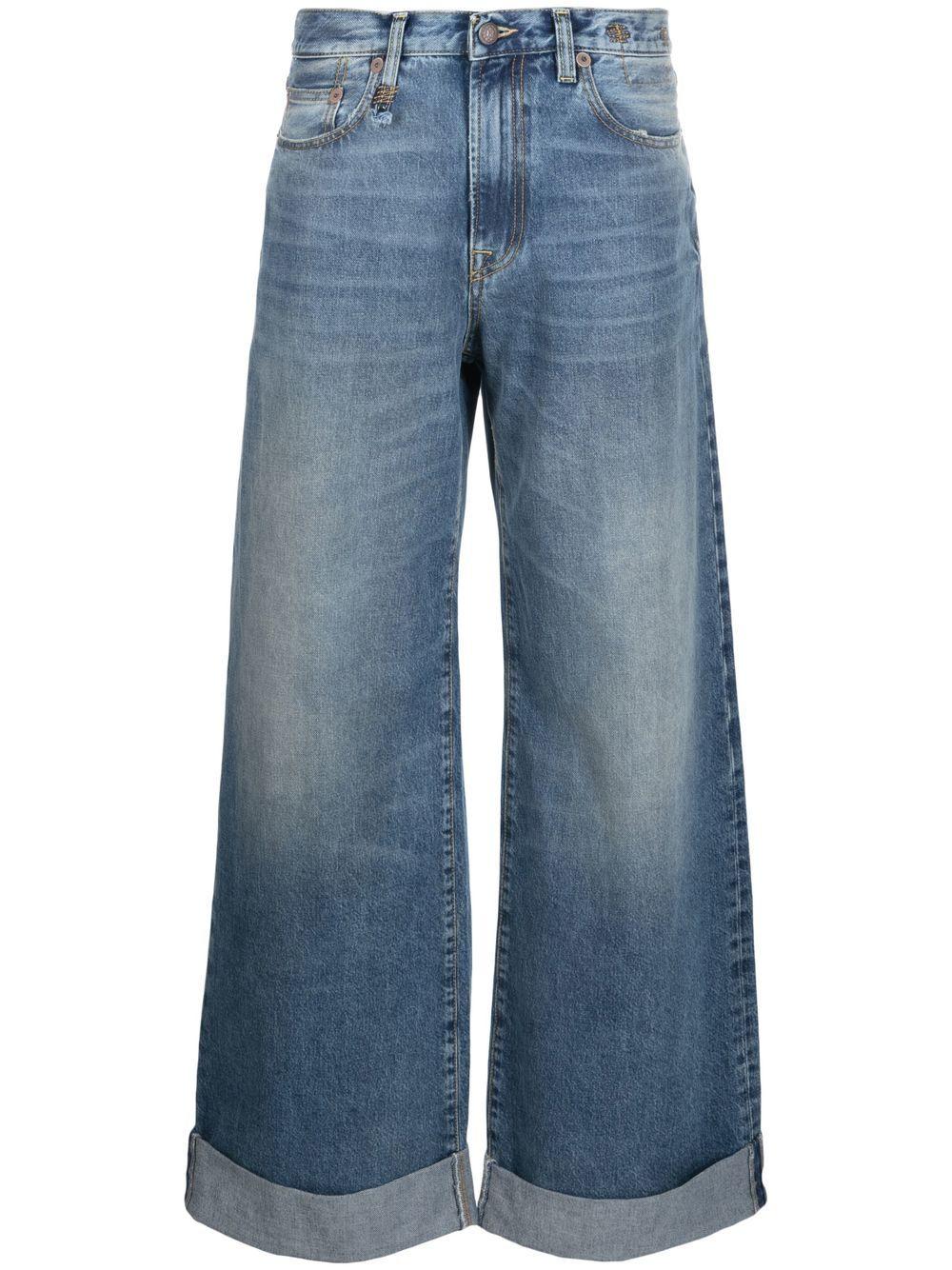 R13 Turnup Hem baggy Jeans in Blue Lyst