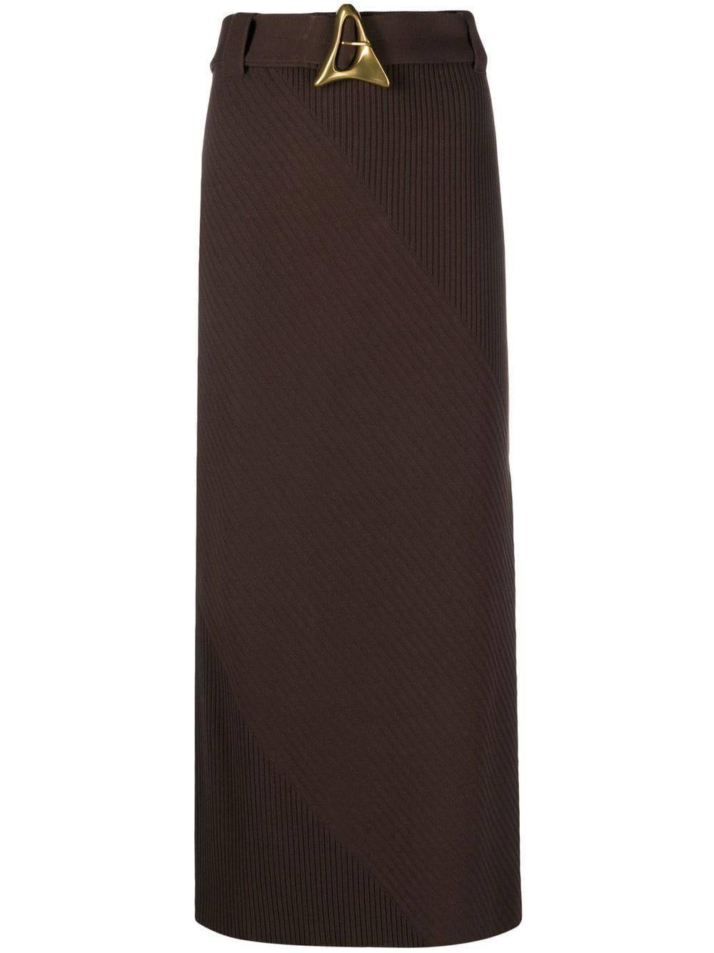 Aeron Avalon Belted Knitted Skirt in Brown Lyst