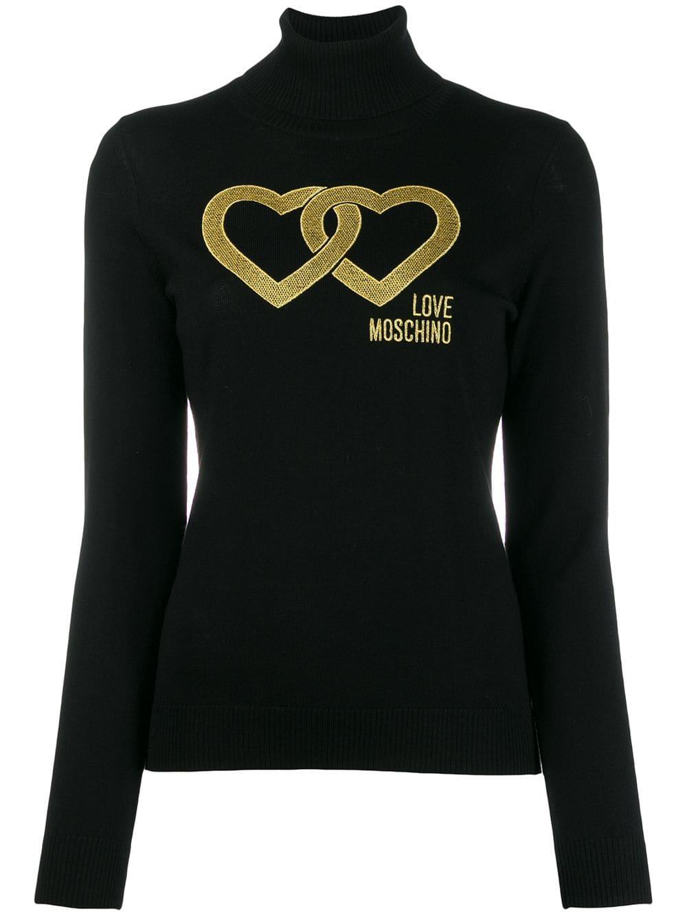 Love Moschino Linked Heart Jumper in Black Lyst