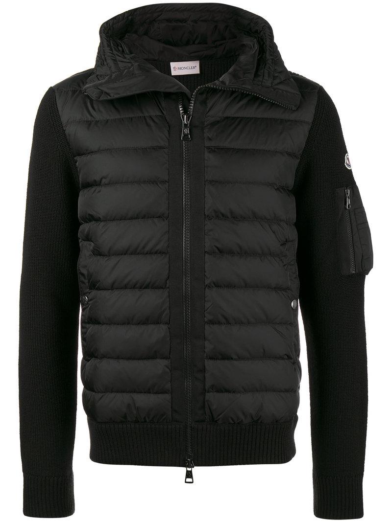 Lyst - Moncler Down Filled Jacket With Knitted Sleeves in Black for Men