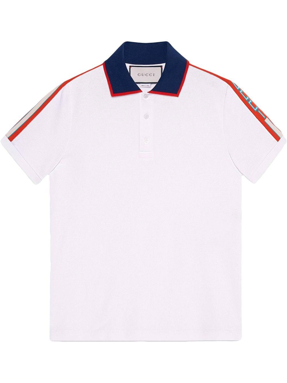 Civic les nationale vlag Gucci Cotton Polo With Stripe in White for Men | Lyst