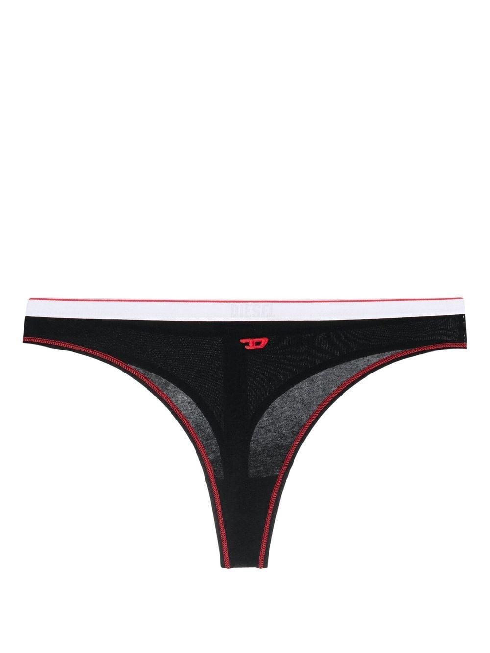 DIESEL Embroidered-logo Thong in Black | Lyst