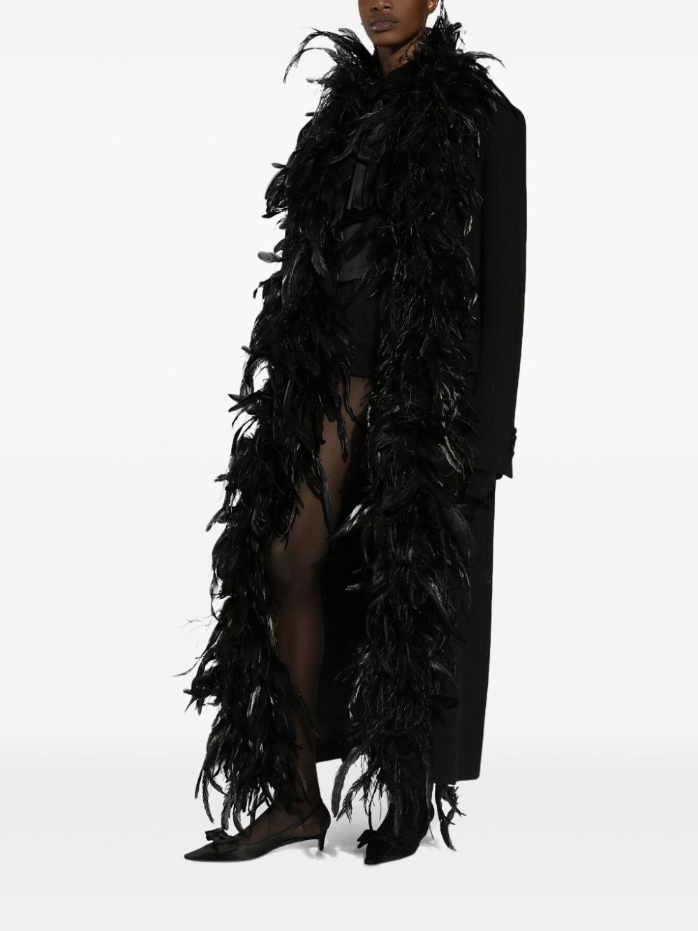 Dolce Gabbana Feather Trim Coat in Black Lyst