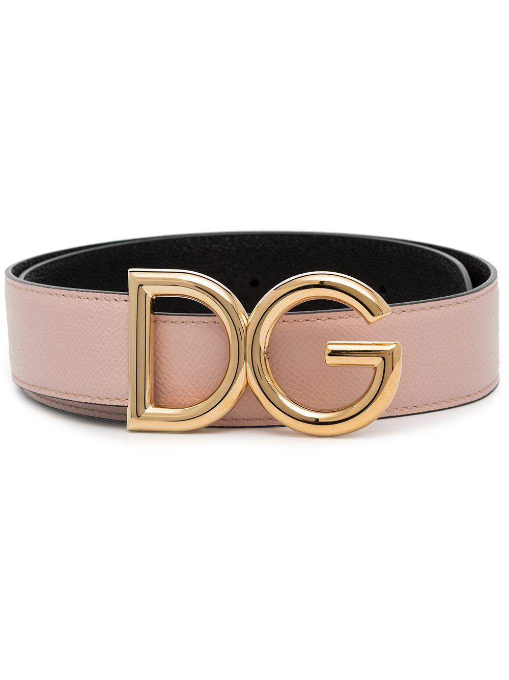 Dolce & Gabbana Logo Buckle Leather Belt in Pink - Lyst