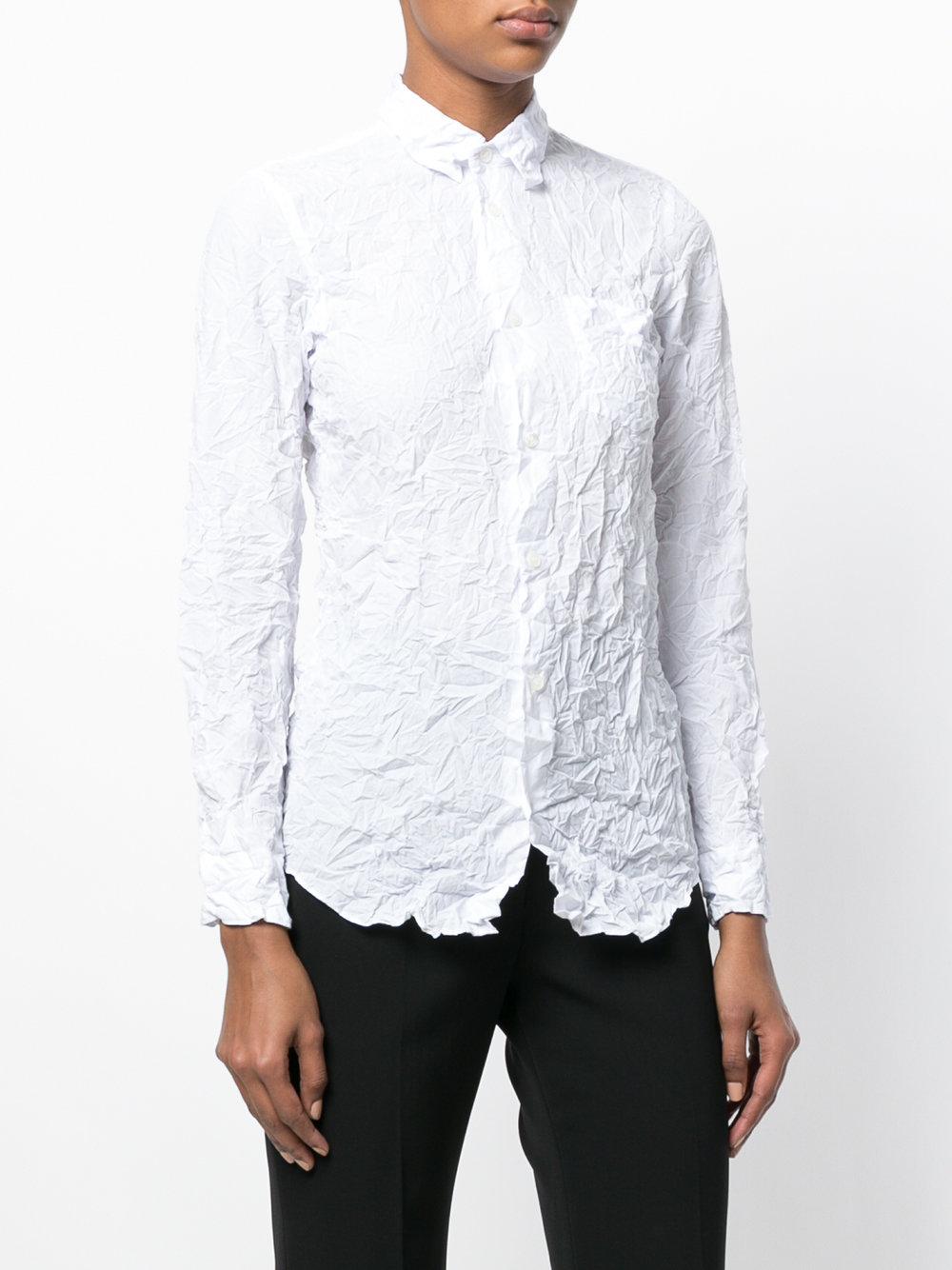 Junya Watanabe Cotton Crumpled Effect Shirt in White - Lyst