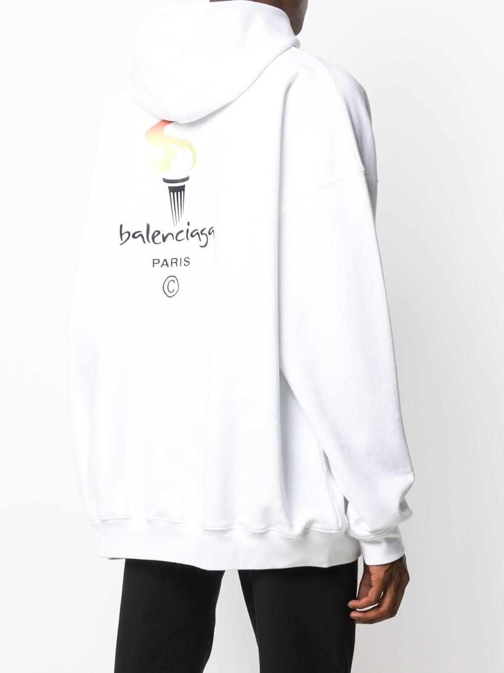 Balenciaga Paris Olympics Embroidery Hoodie in White for Men | Lyst