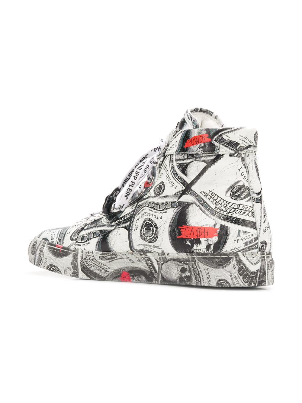 Philipp Plein Leather '1978 Dollar Bill' Hi-top Sneakers in White for ...