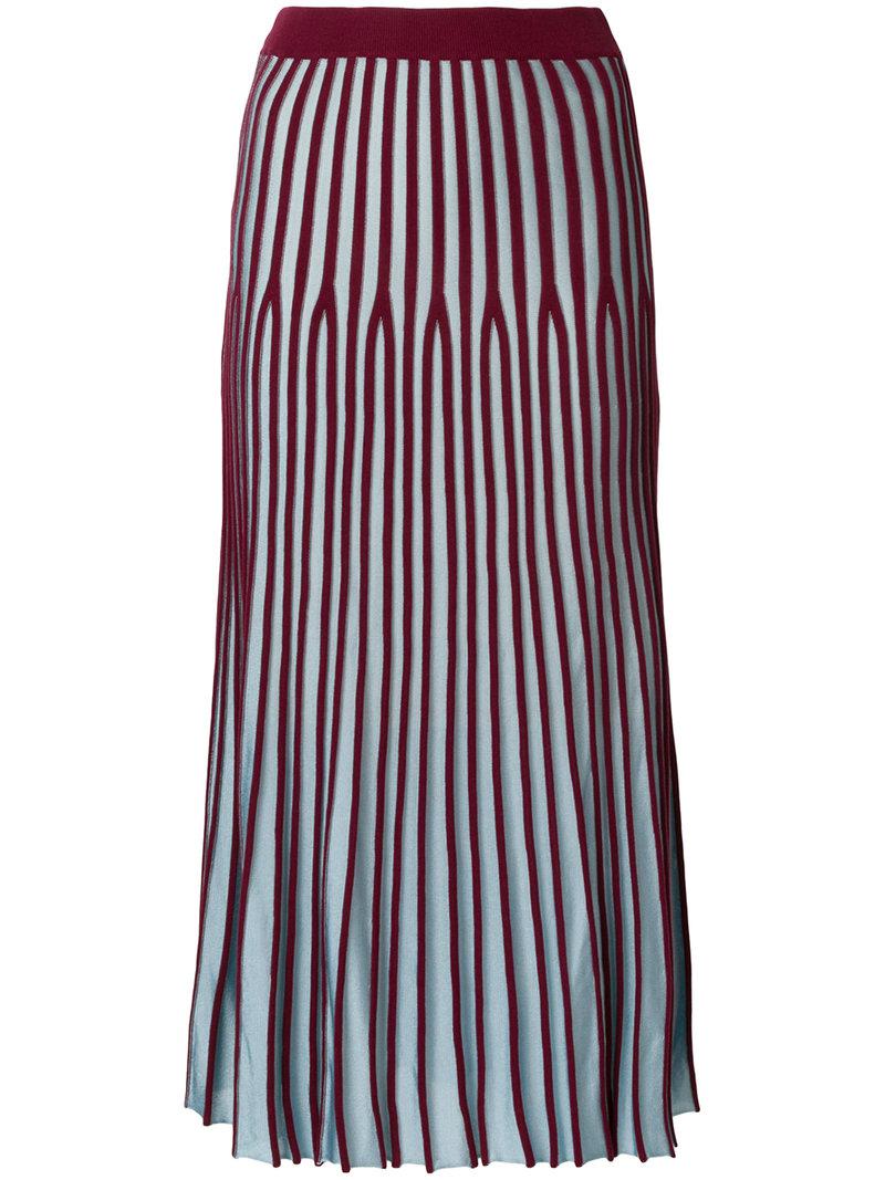 KENZO Striped Knitted Pleated Skirt | Lyst