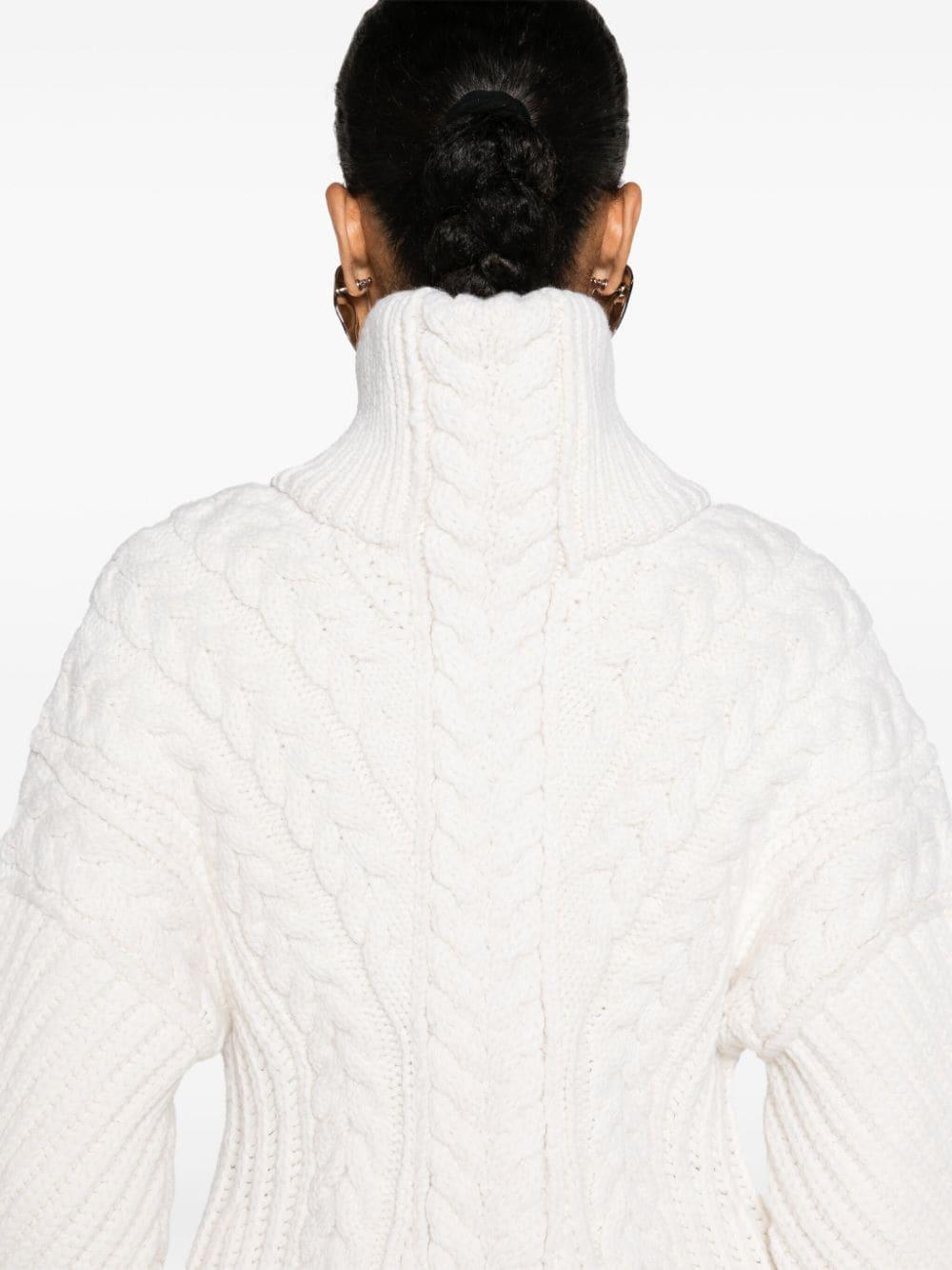 McQueen White Cocoon Sleeve Cable Jumper | Lyst