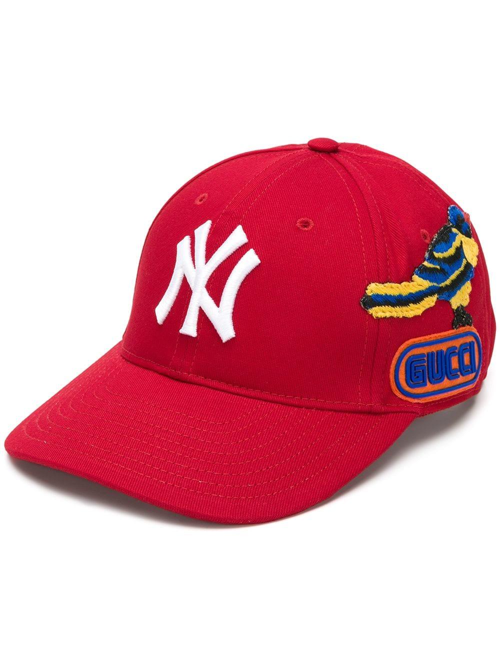 Gucci Cotton Ny Yankees Baseball Cap in Red - Lyst