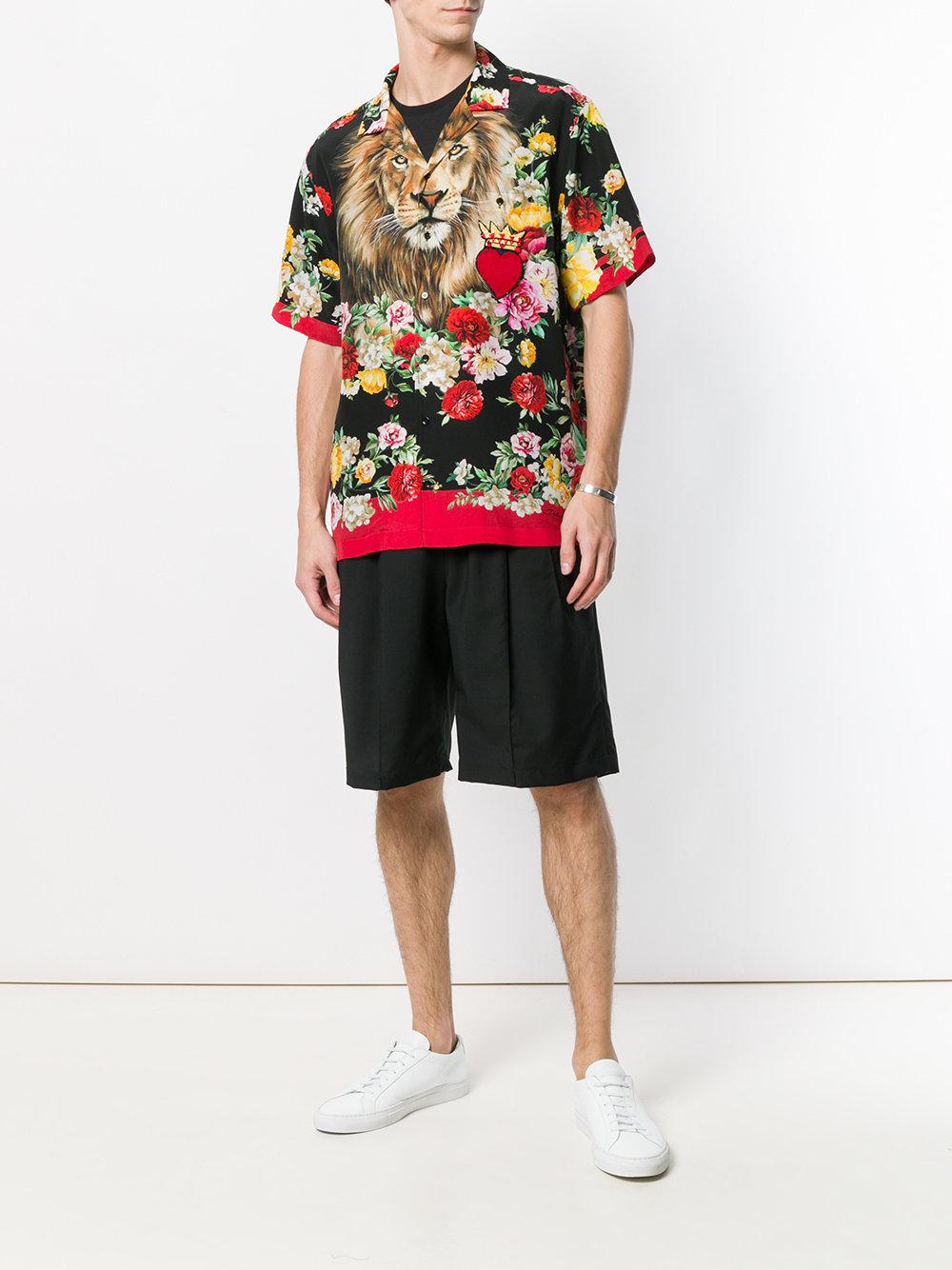 Dolce & Gabbana Cotton Floral Lion Print Shirt for Men - Lyst