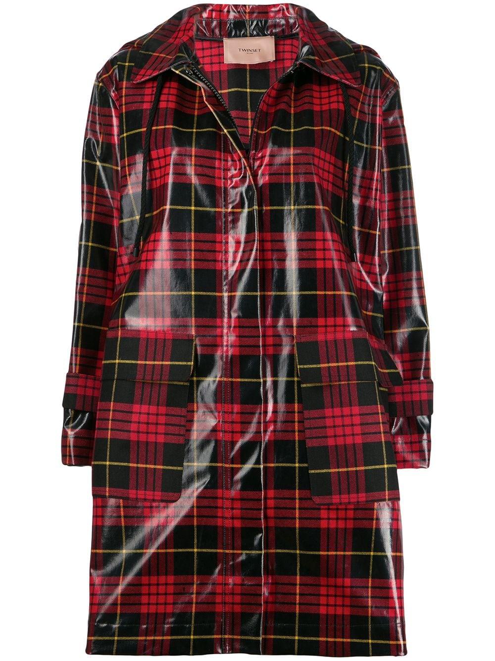 checkered raincoat