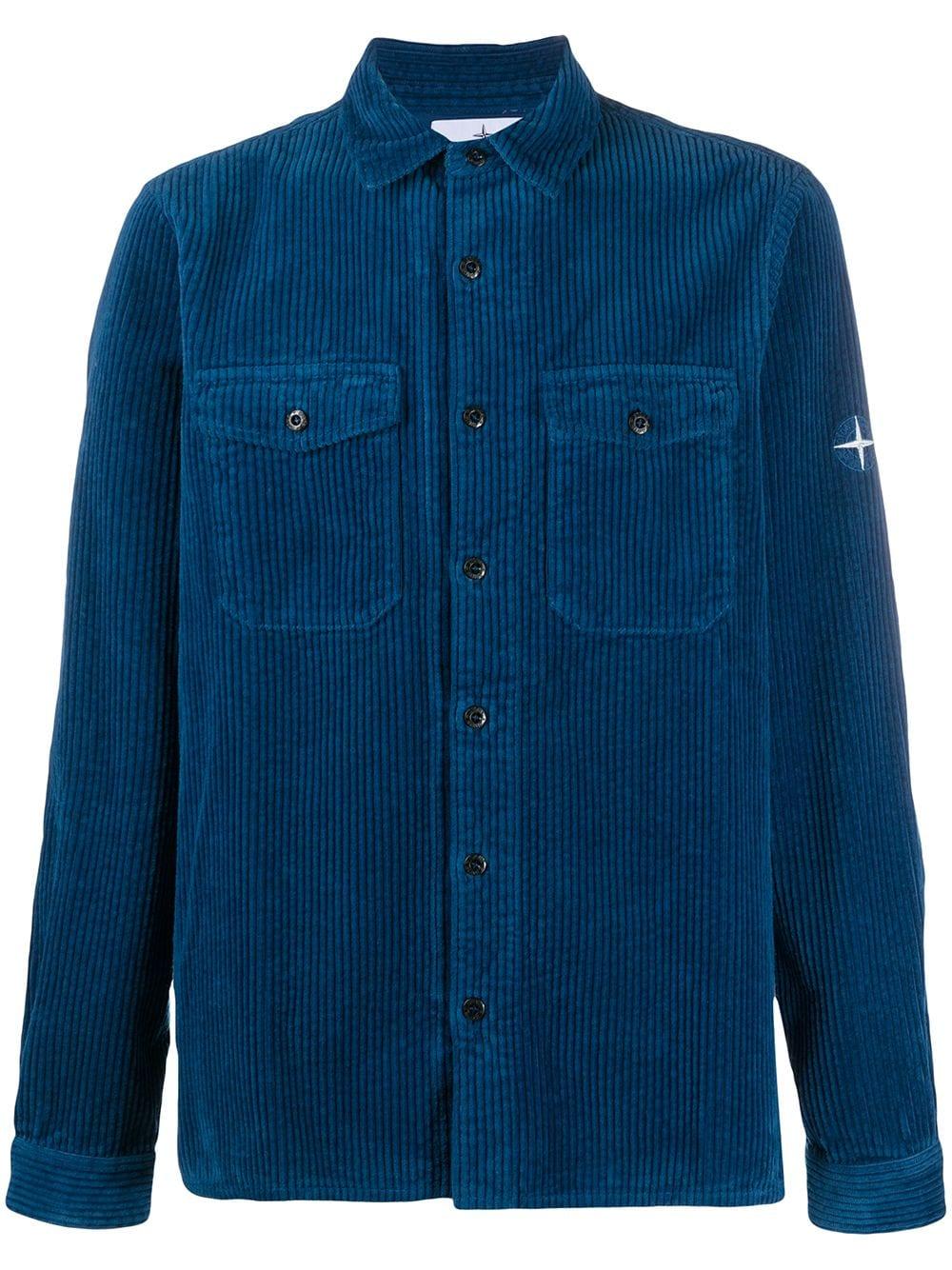 Stone Island Blue Corduroy Shirt for Men Lyst UK