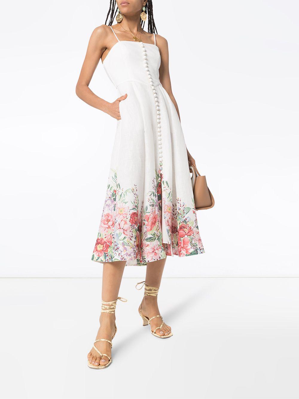 Zimmermann Linen Bellitude Floral Corset Dress in White - Lyst
