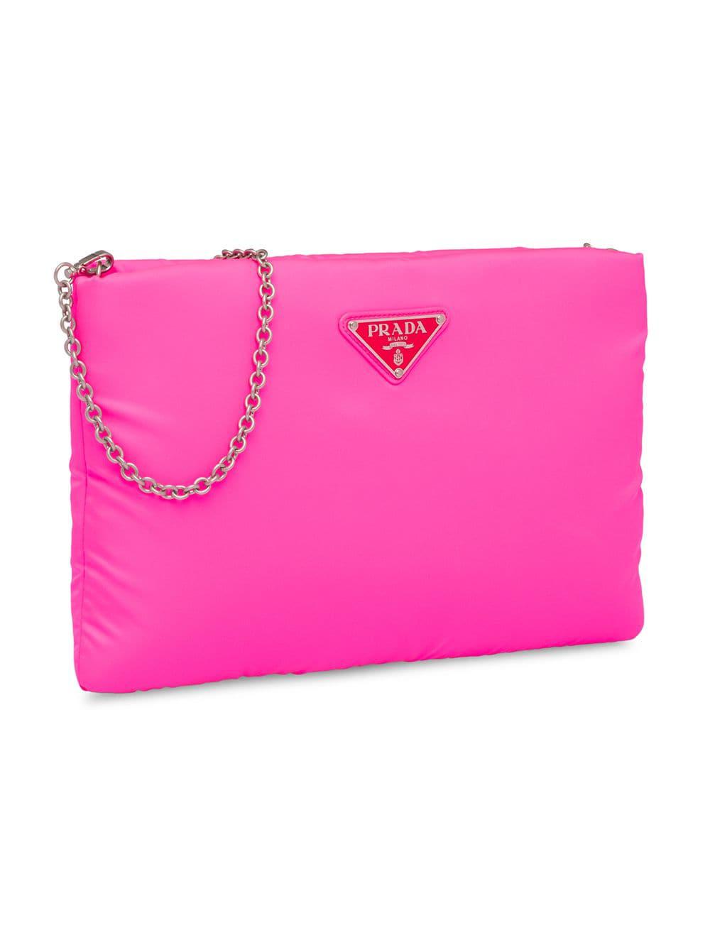 Leather Clutch in Pink - Prada