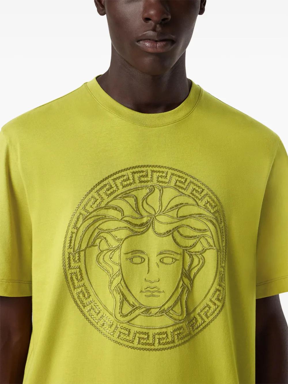 【VERSACE】Embroidered Logo T-shirt Yellow Versace Embroidered Medusa T-Shirt in Yellow for Men | Lyst