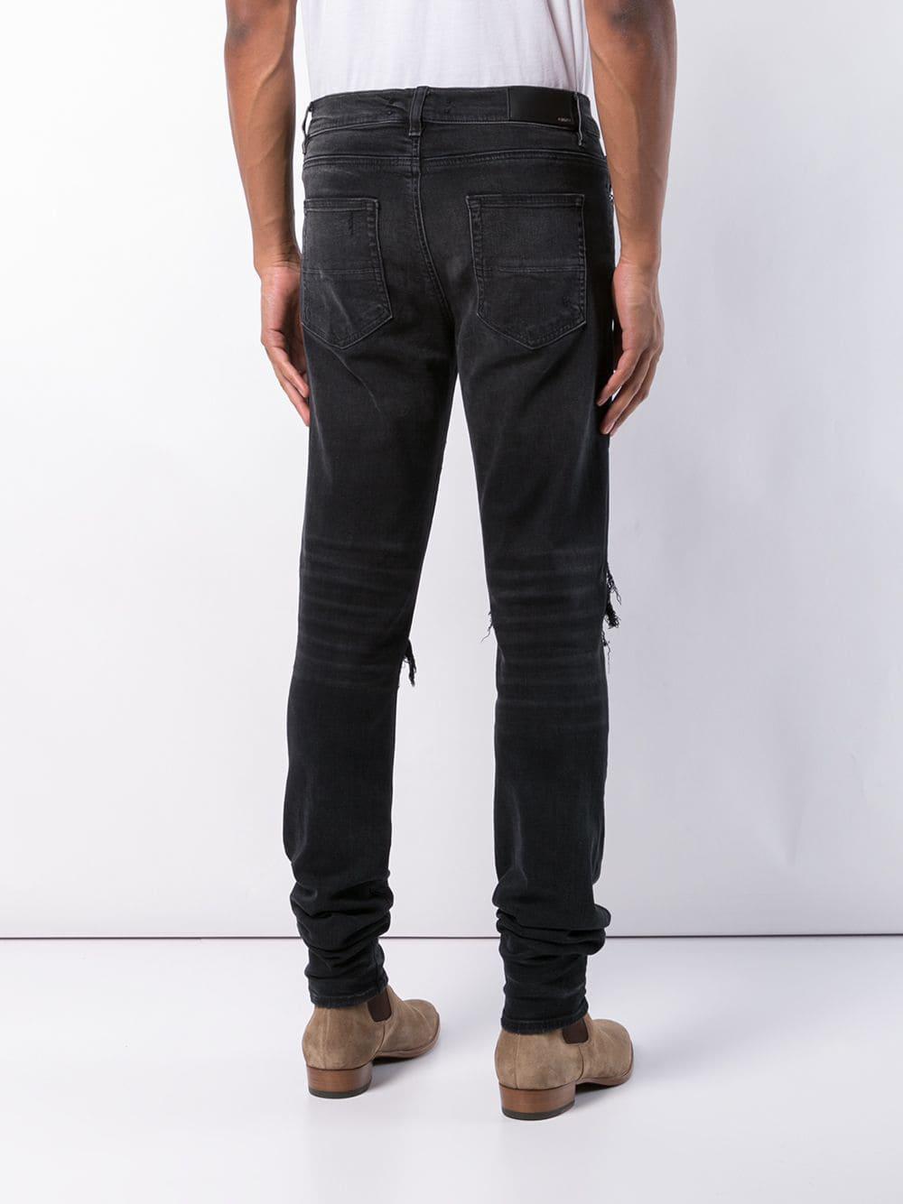 Amiri Denim Ripped Slim Fit Jeans in Black for Men Lyst