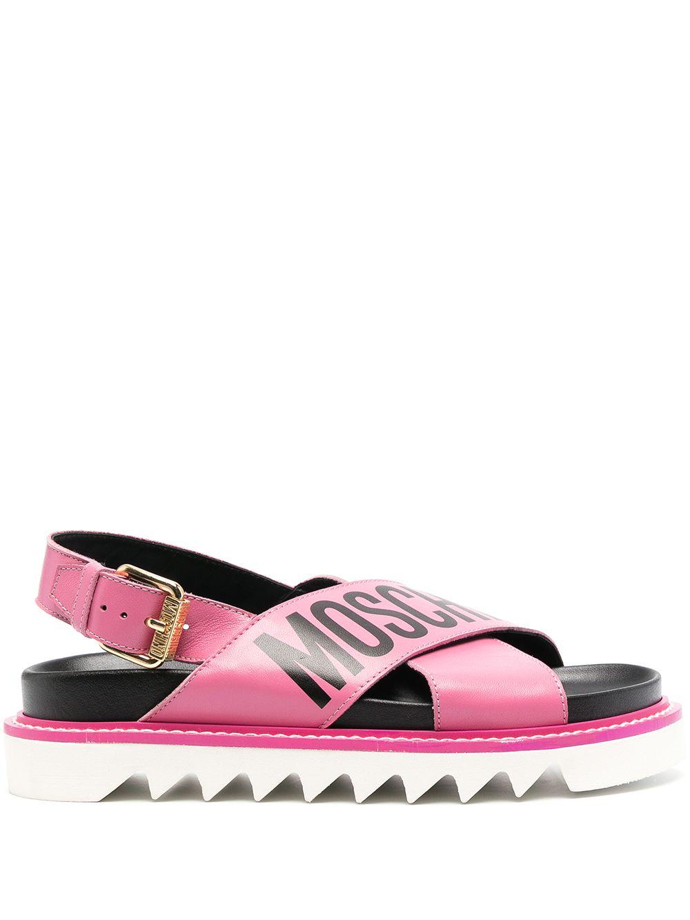 moschino logo print sandals