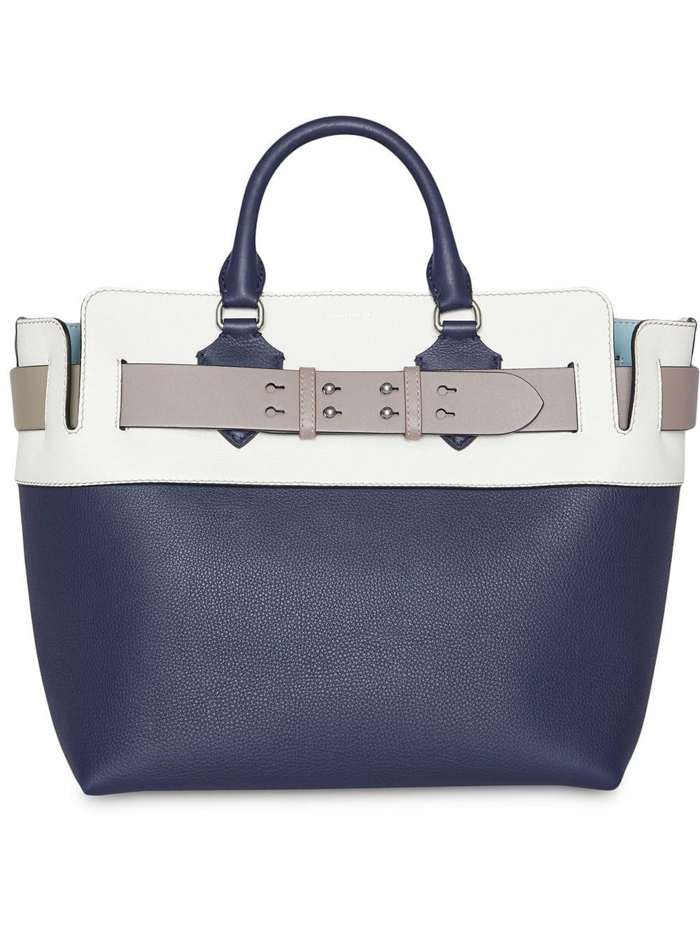 Burberry Blue/Beige Pebbled Leather Small Belt Bag