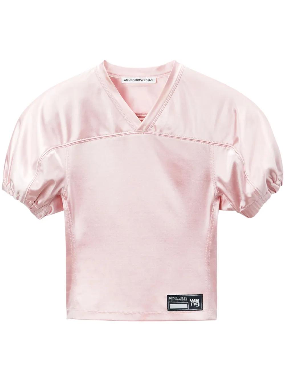 Alexander Wang Logo Satin-Jersey Top in Pink | Lyst