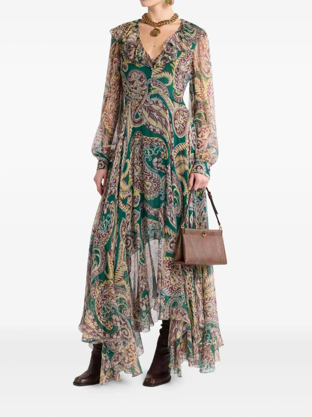 関税込【ETRO】Asymmetrical printed maxi dress ETRO Asymmetric printed jersey maxi dress | NET-A-PORTER
