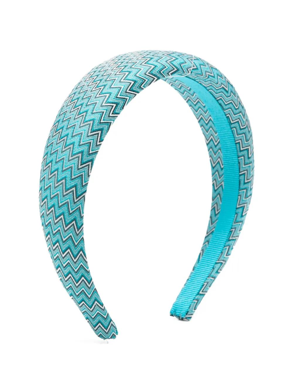Missoni | Zigzag Knit Twisted Headband - Blue/White Missoni Zigzag-intarsia Knitted Headband - Blue - One Size  main image 2