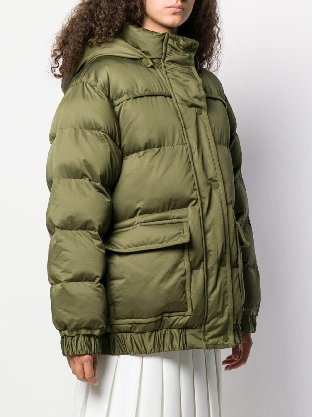 Sandro Cotton Padded Hooded Coat in Green | Lyst