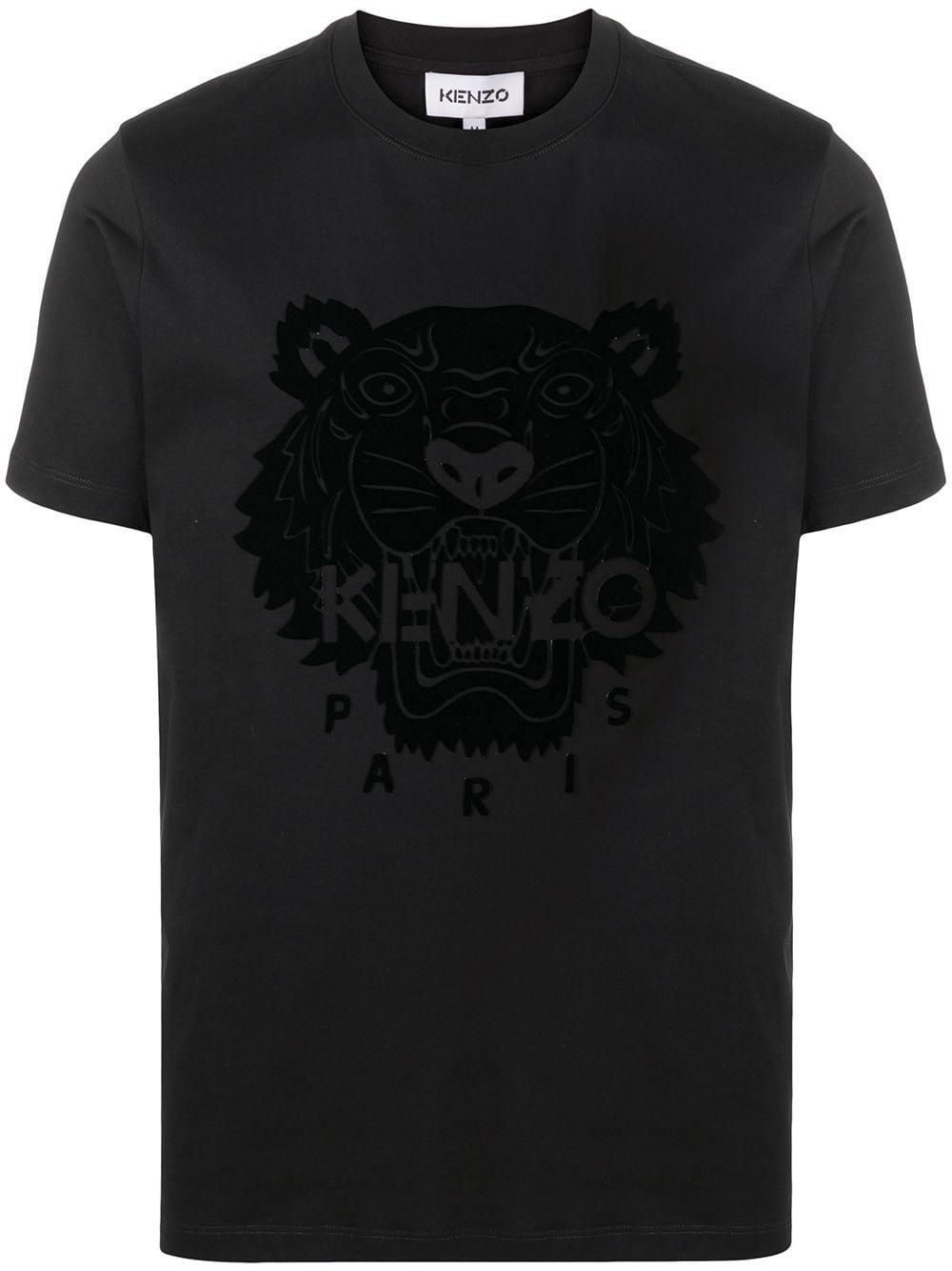 KENZO Black Flock Tiger Head Printed T-shirt for Men | Lyst