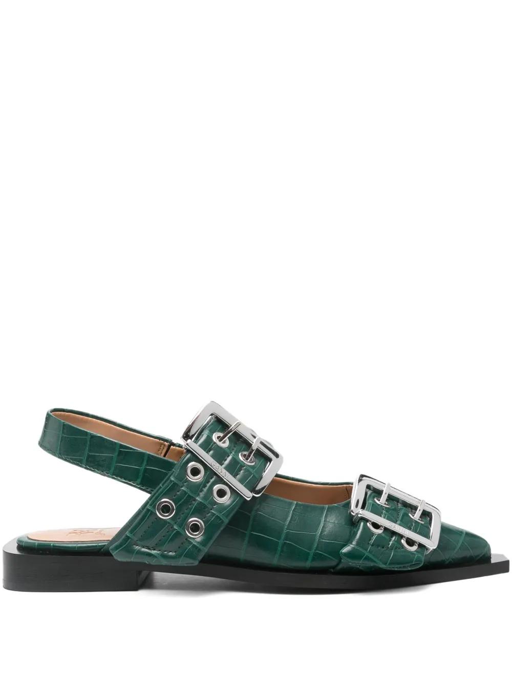 GANNI バックル フラットサンダル GANNI バックル フラットサンダル | ブラック | FARFETCH JP