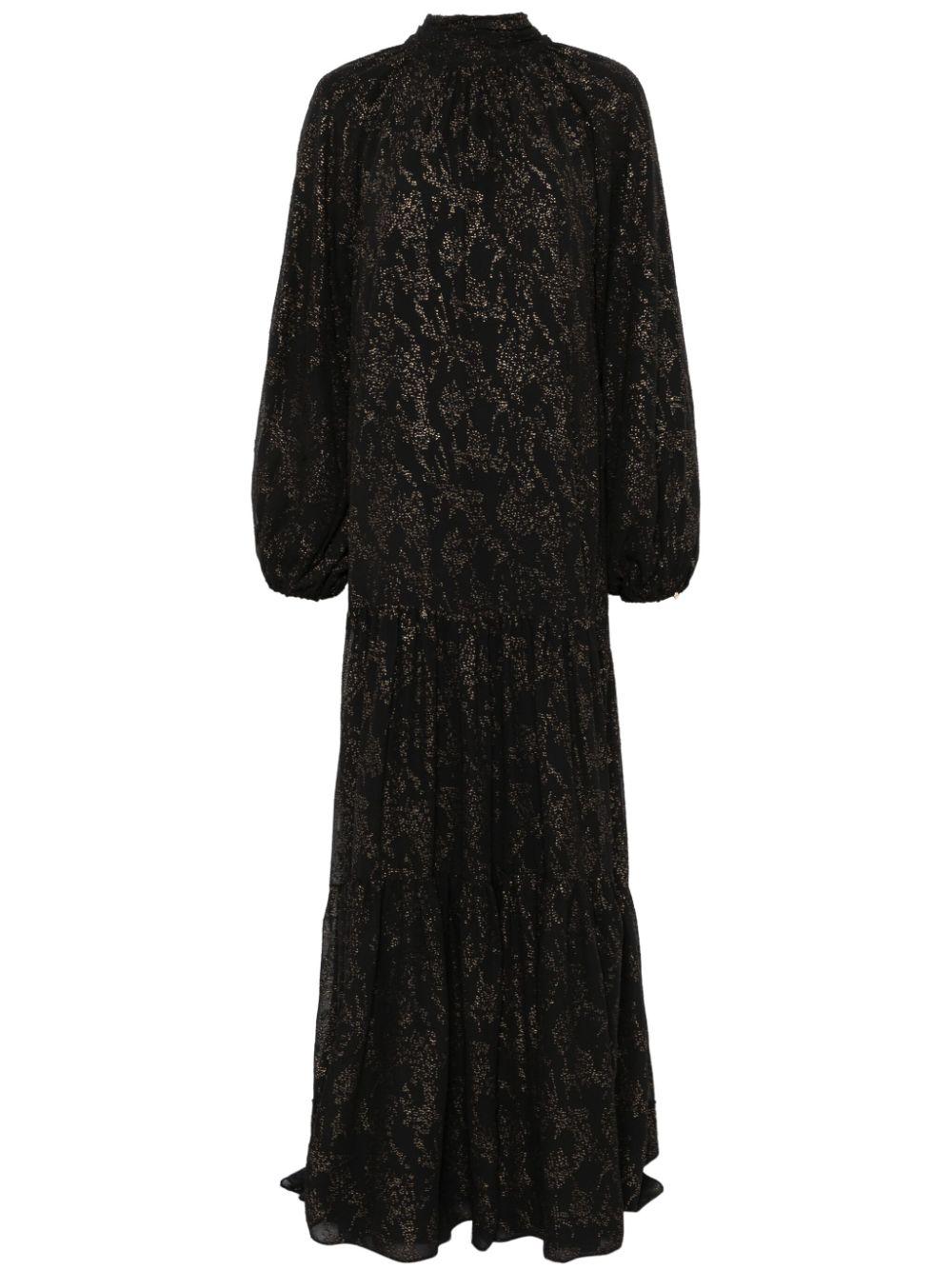 Nissa レディース ブラック グリッターディテール マキシドレス ワンピース 
