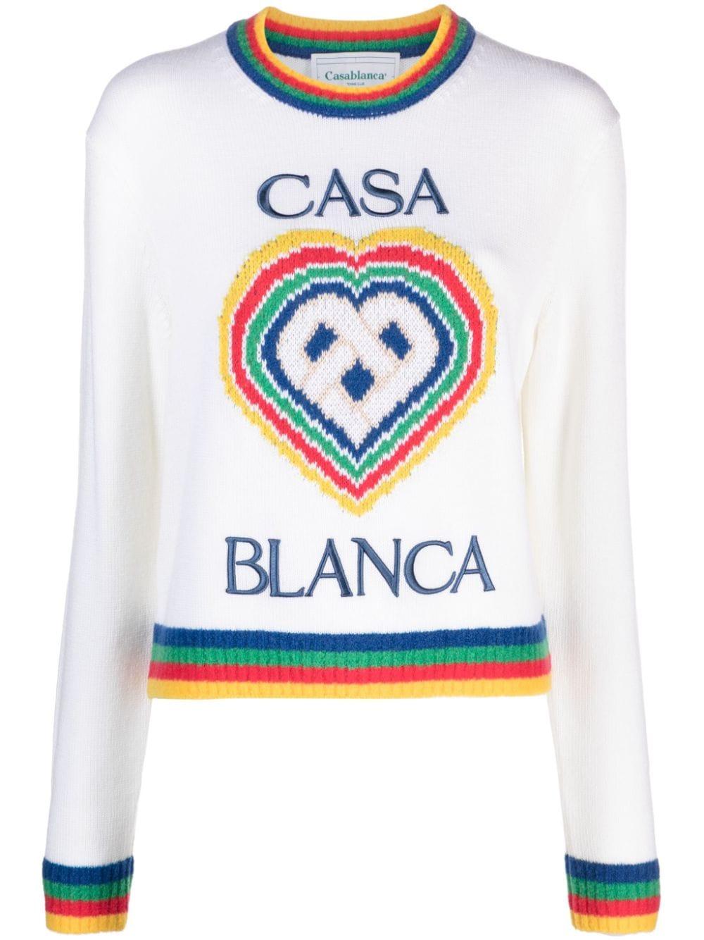 Casablanca Rainbow Monogram intarsia-knit cotton-blend Jumper - Farfetch