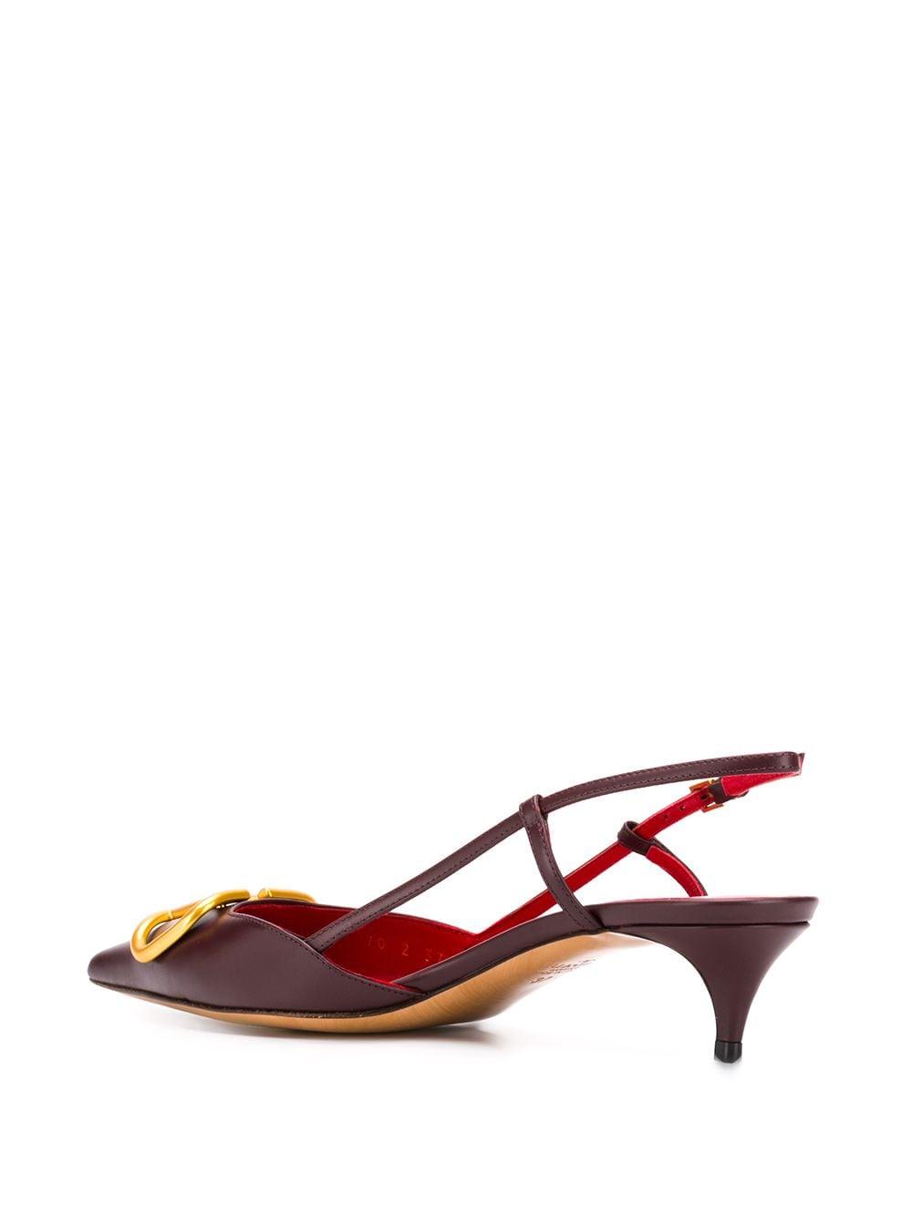 Valentino Garavani Leather Vlogo Slingback Pumps in Brown - Lyst