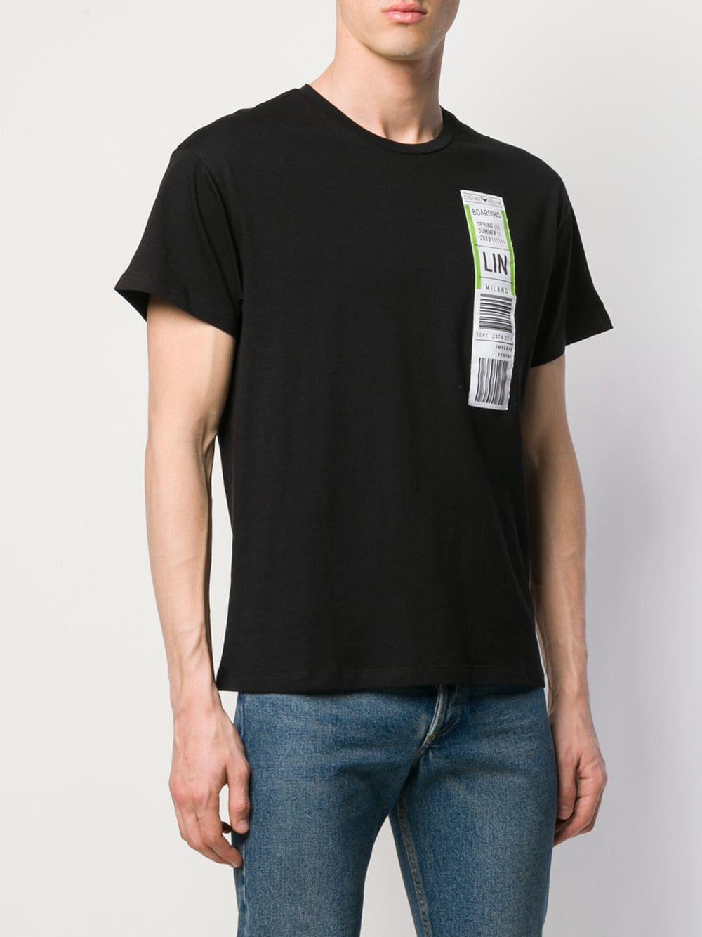 Emporio Armani Cotton Boarding Pass T-shirt in Black for Men - Lyst