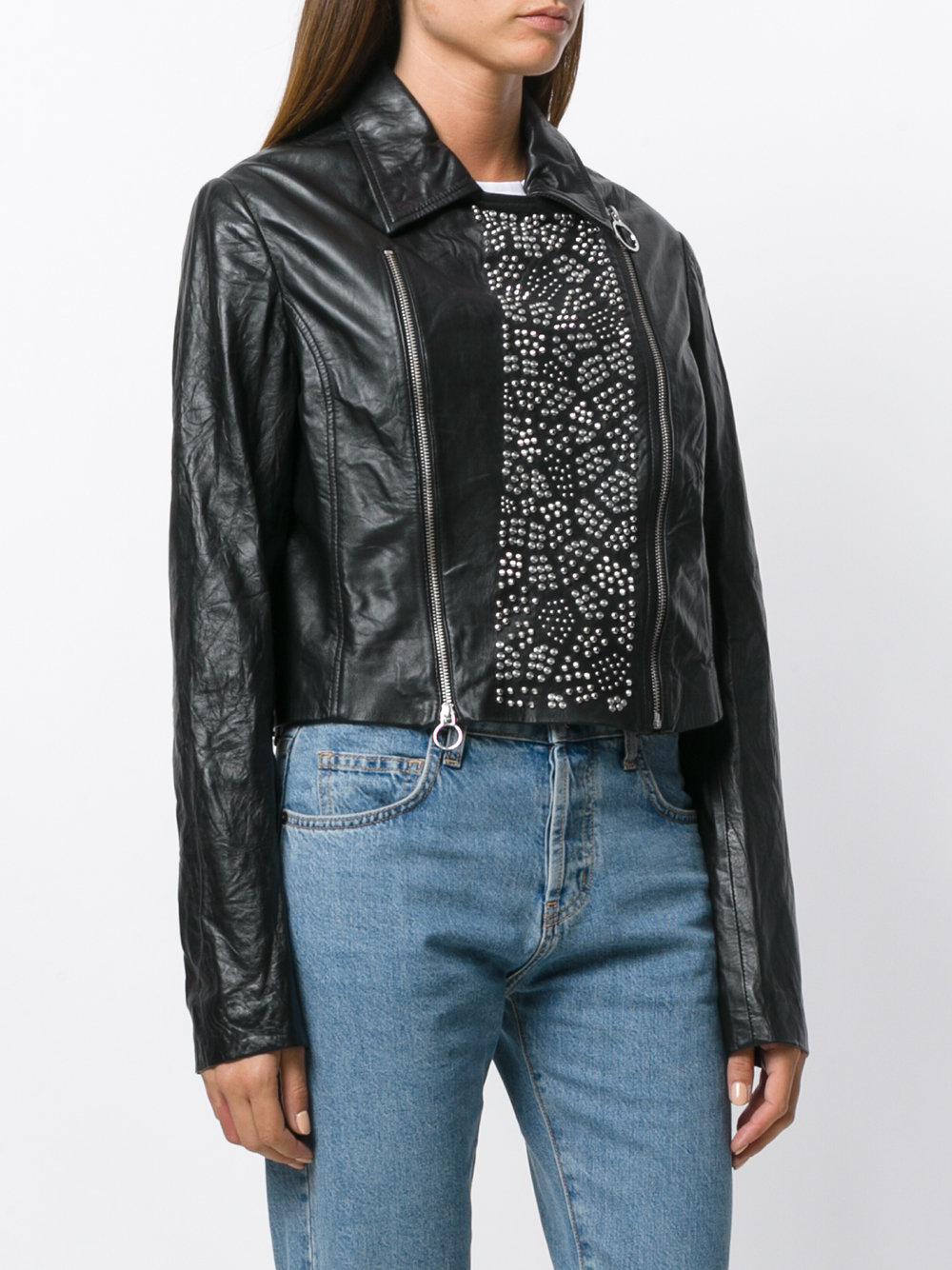 Lyst Versace Jeans Studded Biker Jacket in Black