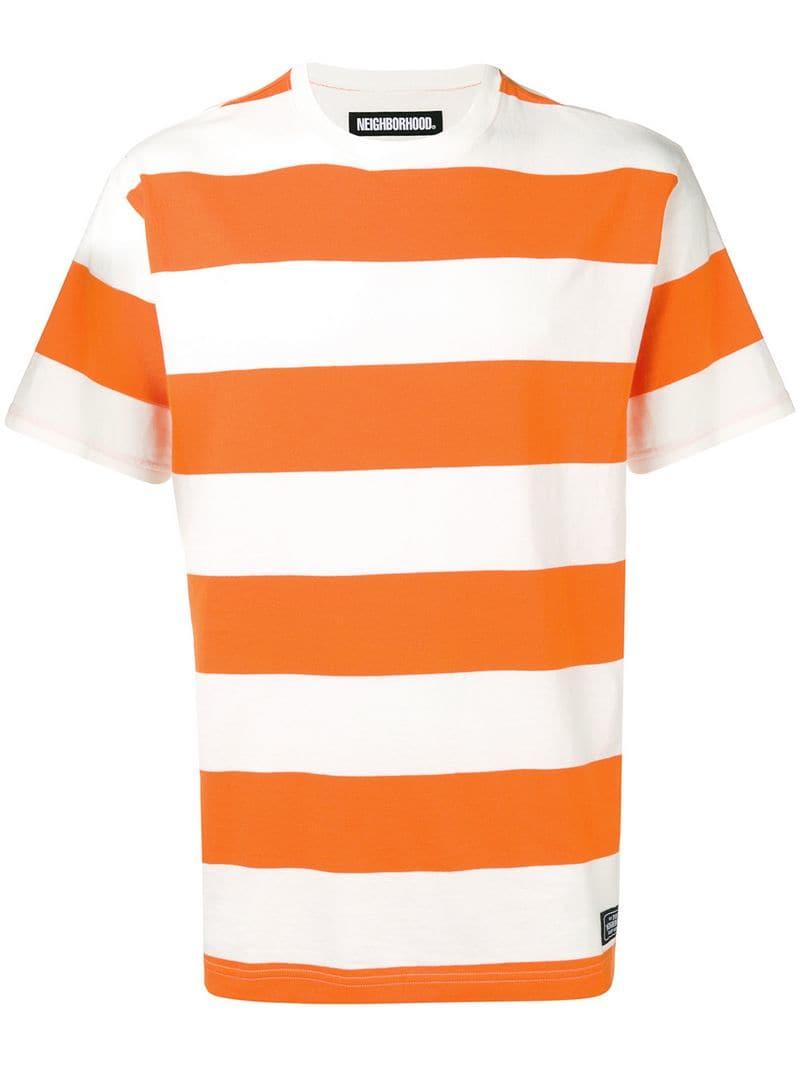 Farfetch Women Clothing Shirts Short sleeved Shirts Striped short-sleeved shirt Orange 