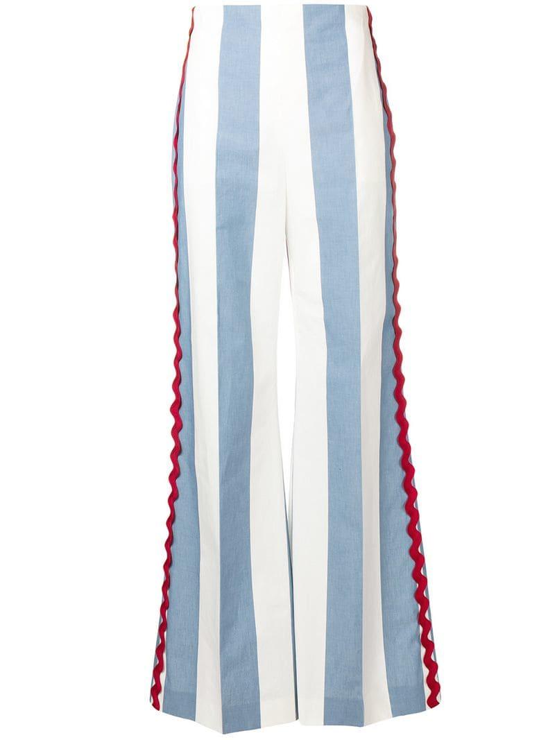 Weekend by Maxmara Striped Flared Trousers in Blue | Lyst