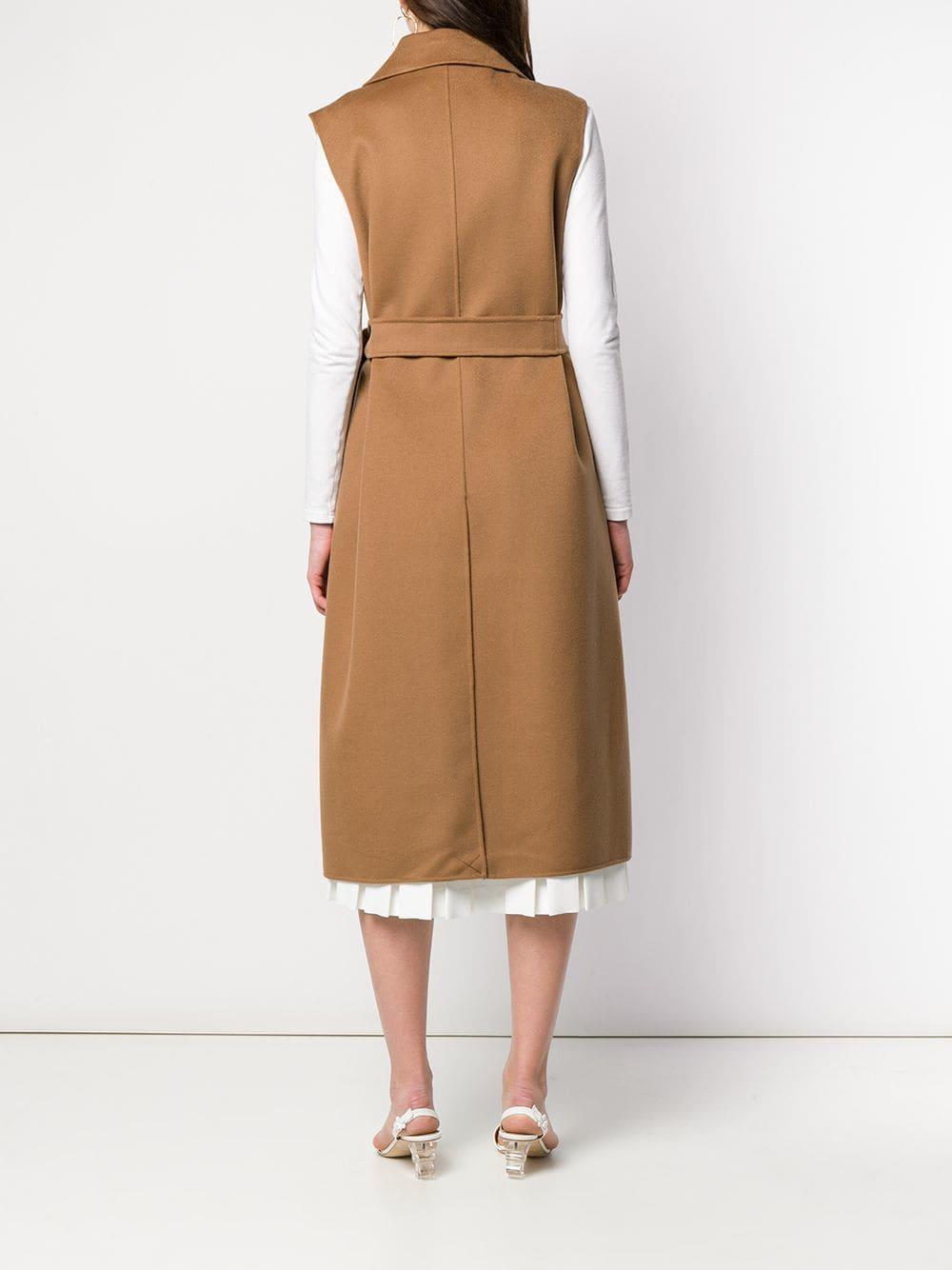 Max Mara Sleeveless Trench Coat in Brown | Lyst