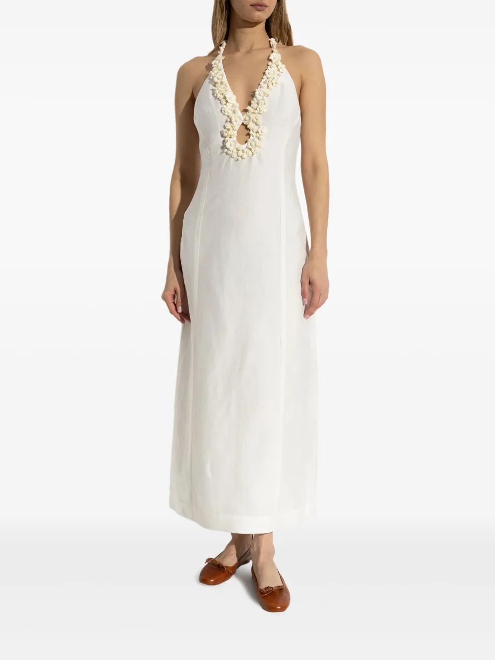 Cult Gaia Flower-Appliqu Halterneck Dress in White | Lyst