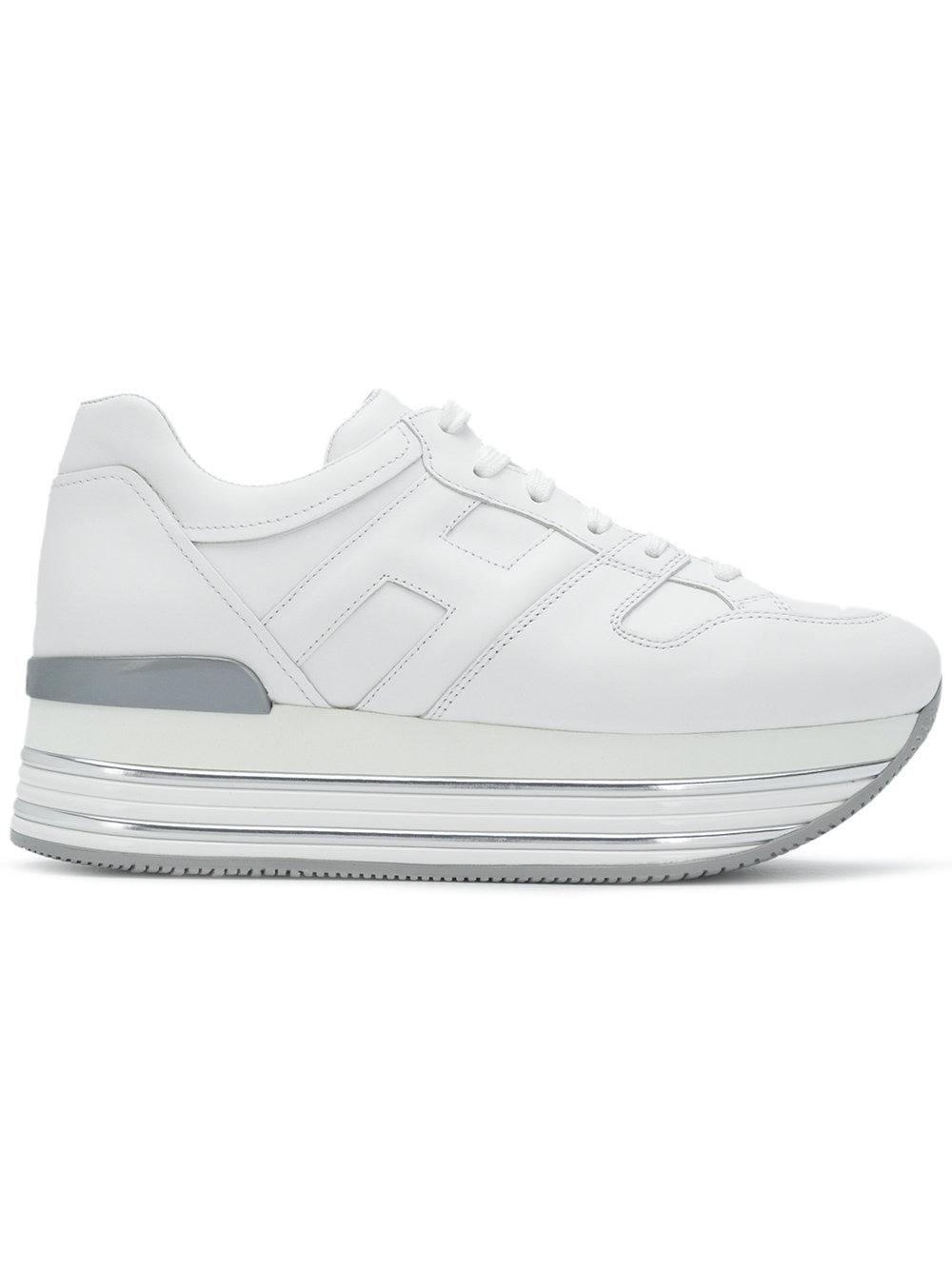 Hogan Leather Platform Sneakers in White | Lyst