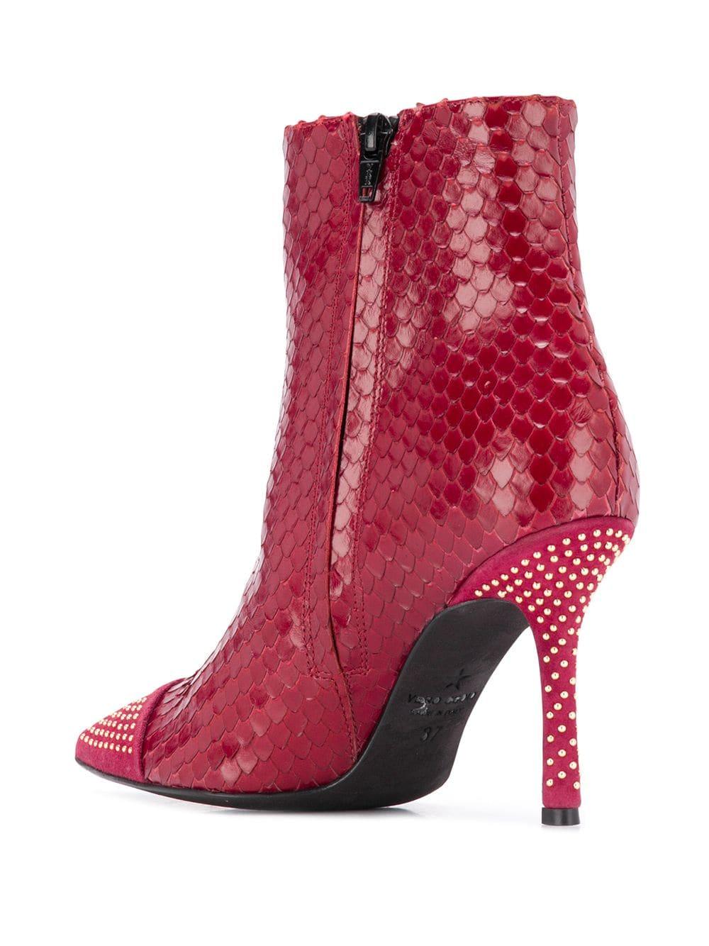 Marc Ellis Leather Snakeskin Effect Ankle Boots in Red - Lyst