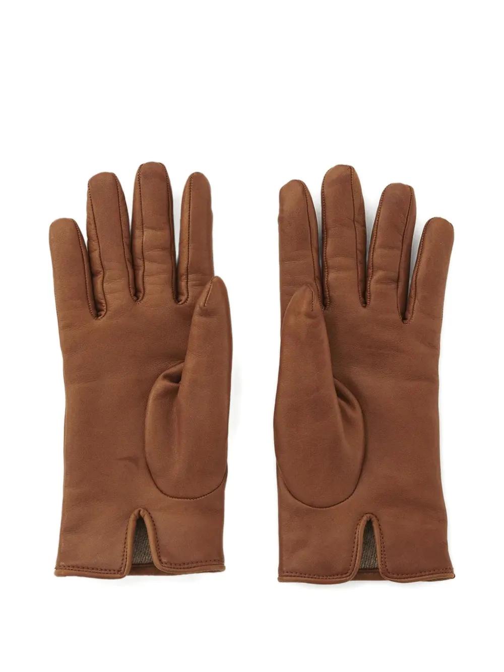 手袋 Chloe Two-tone nylon and leather gloves (CHC24SG017SKG 90Z) Chloe Women Two-Tone Nylon And Leather Gloves