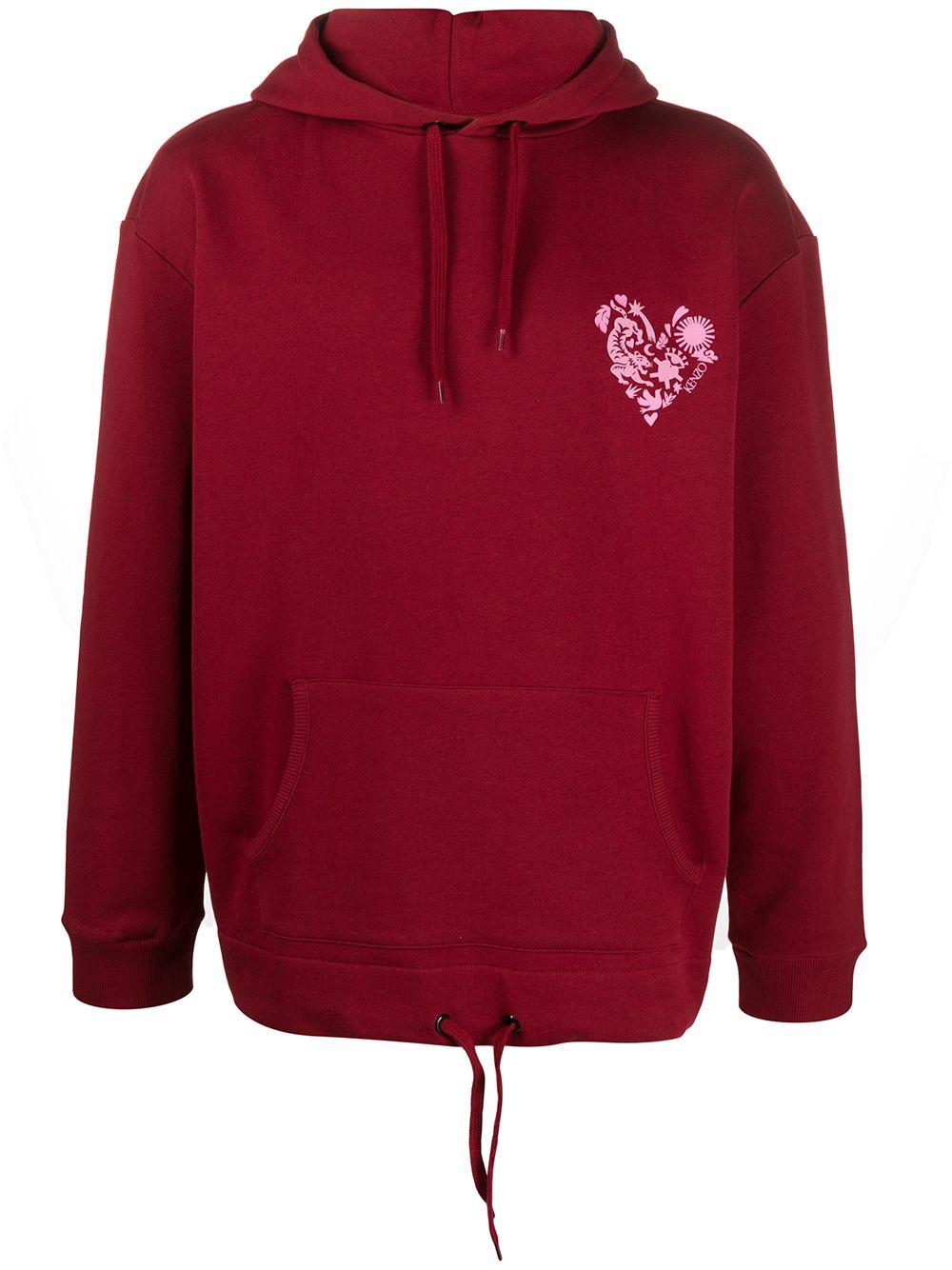 KENZO Katoen Sweater Met Capuchon in het Rood voor heren - Lyst