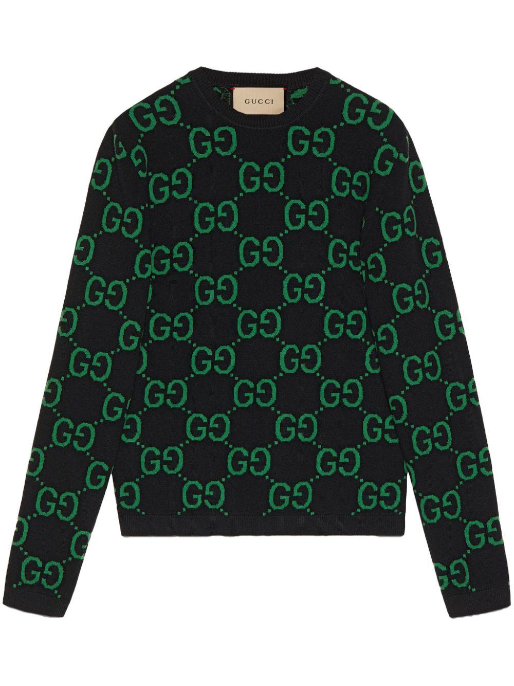 Gucci Wool GG Jacquard Sweater in Green for Men