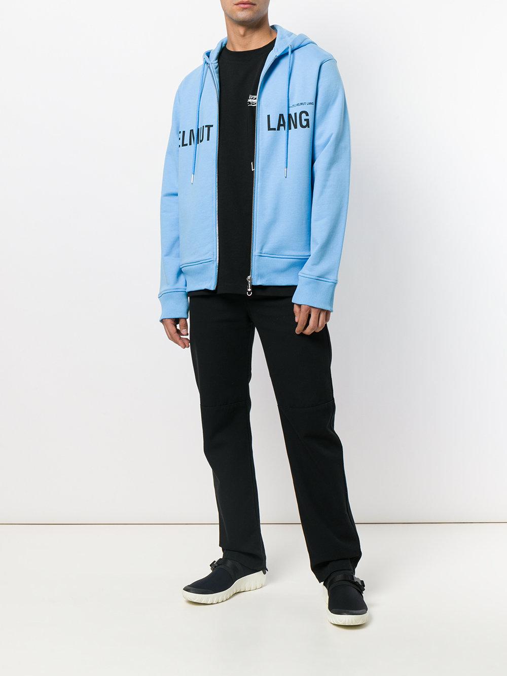 Helmut Lang Logo Printed Hoodie in Blue for Men | Lyst Canada