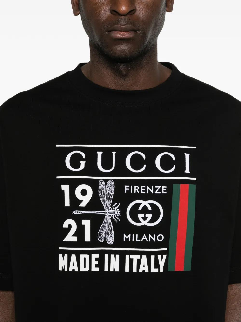 Gucci Dragonfly Printed T-Shirt in Black for Men | Lyst UK