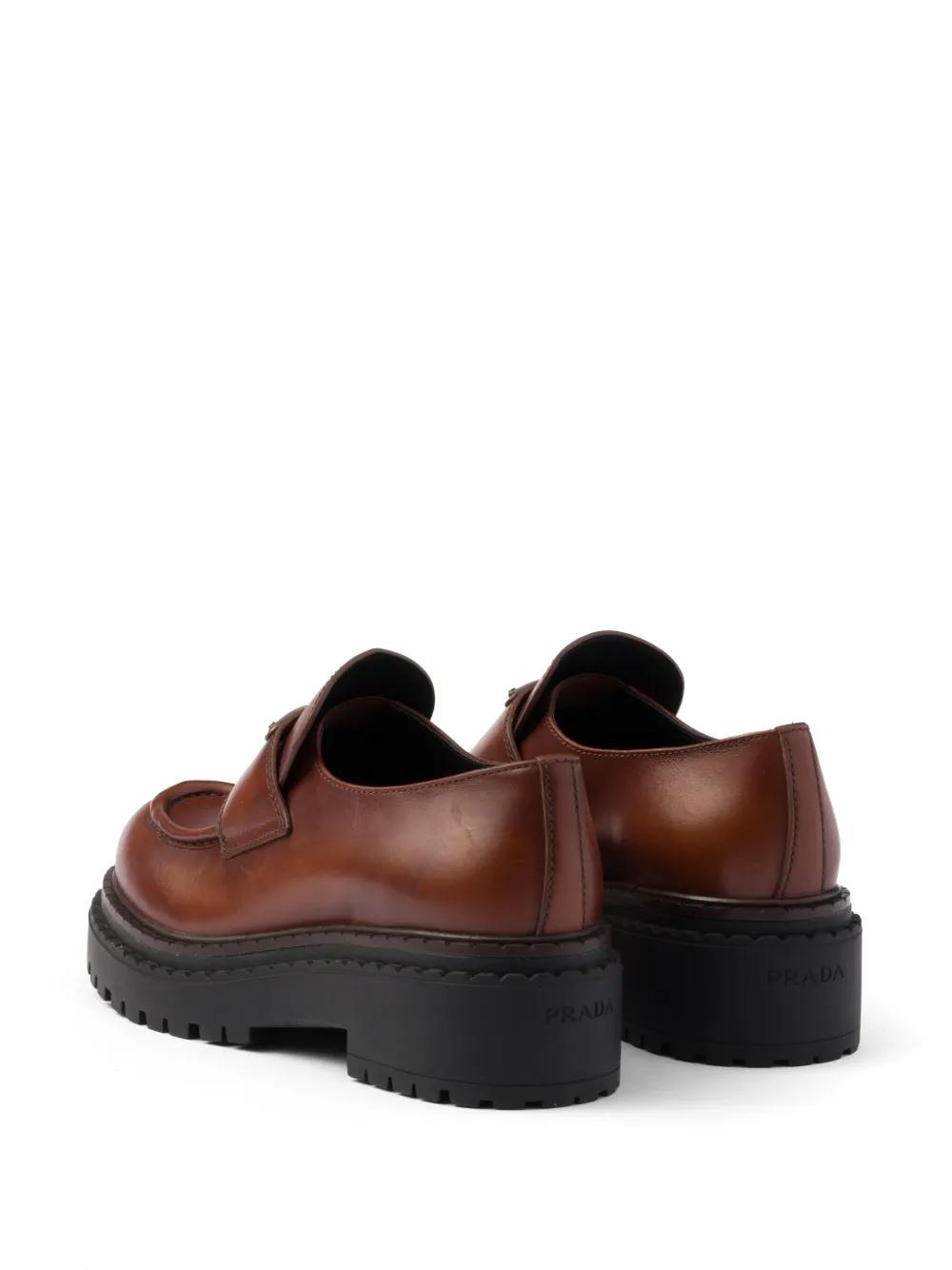 Prada 55Mm Leather Loafers in Brown | Lyst