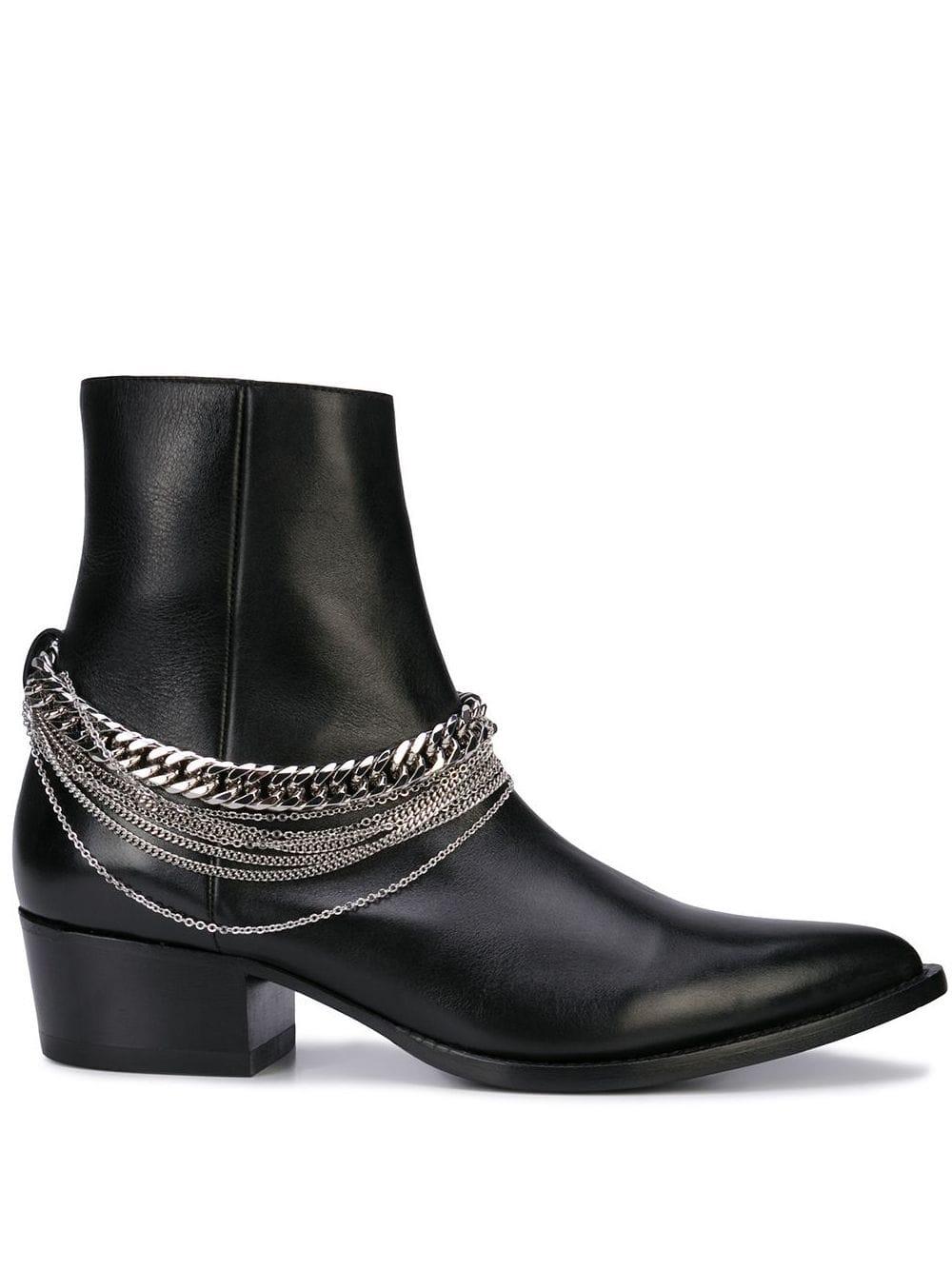 Amiri Chain Leather Western Boot in Black for Men | Lyst
