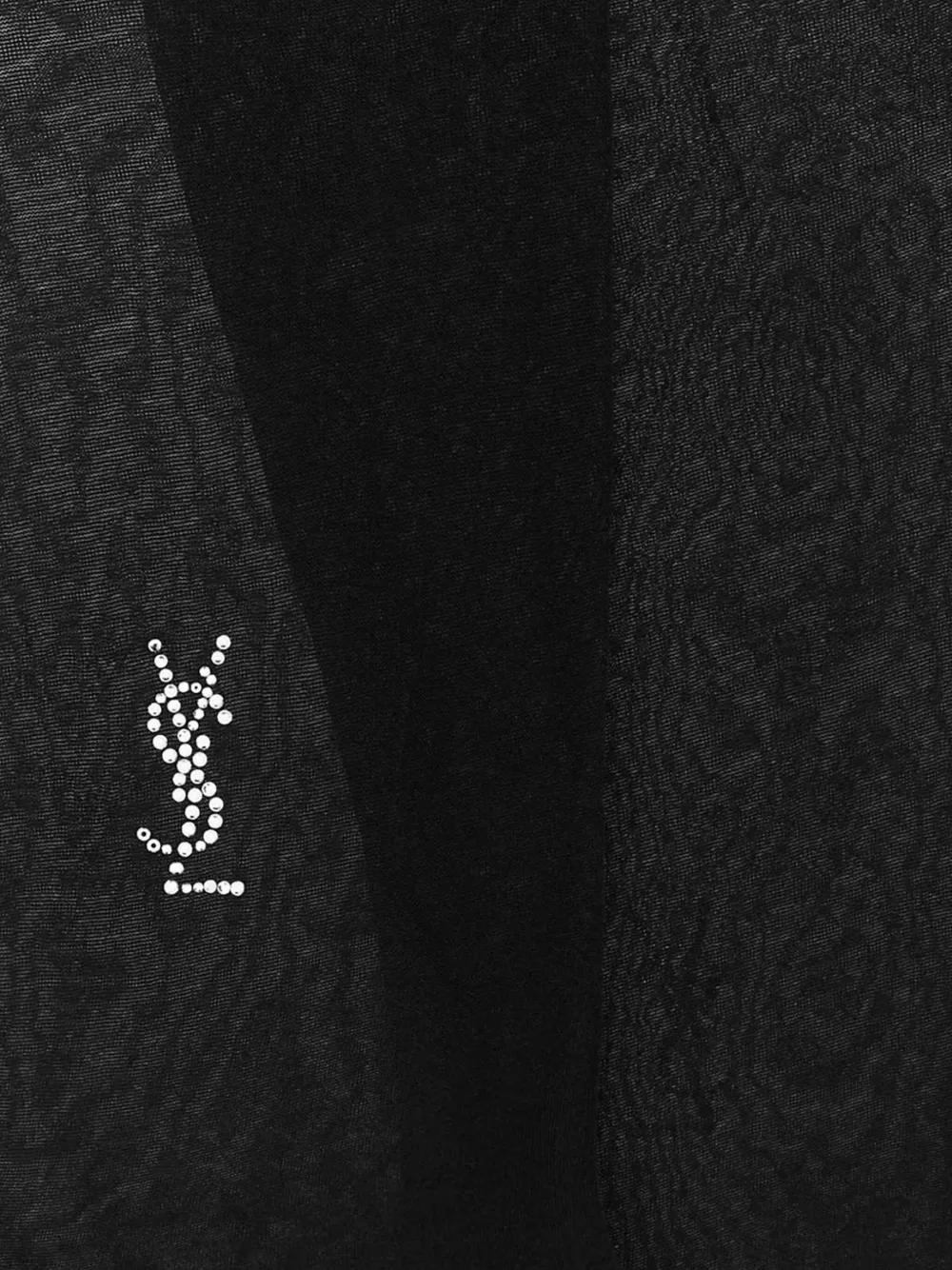Saint Laurent Crystal-Embellished Sheer Tights in Black | Lyst