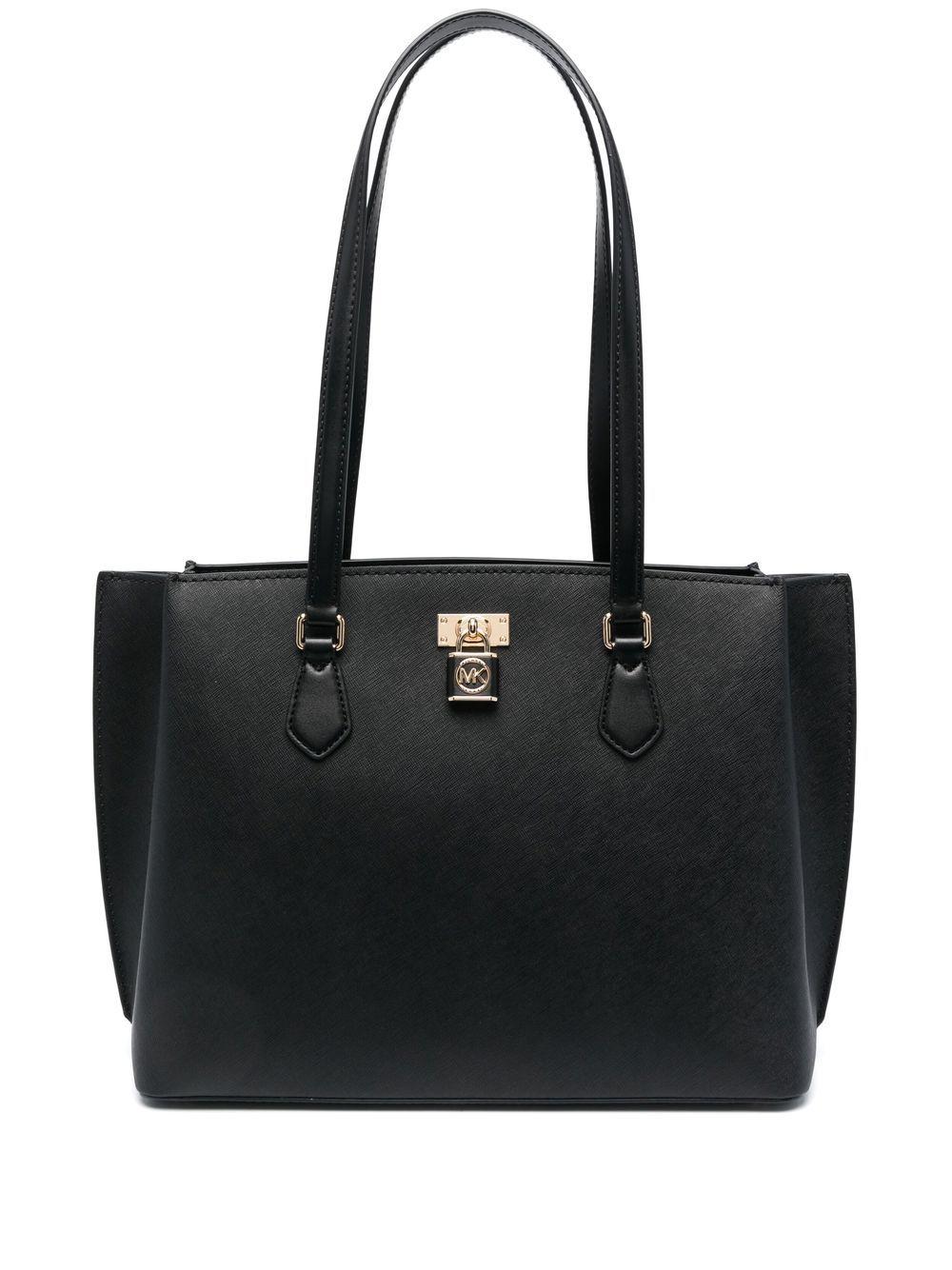 Michael kors black leather tote cheap bag